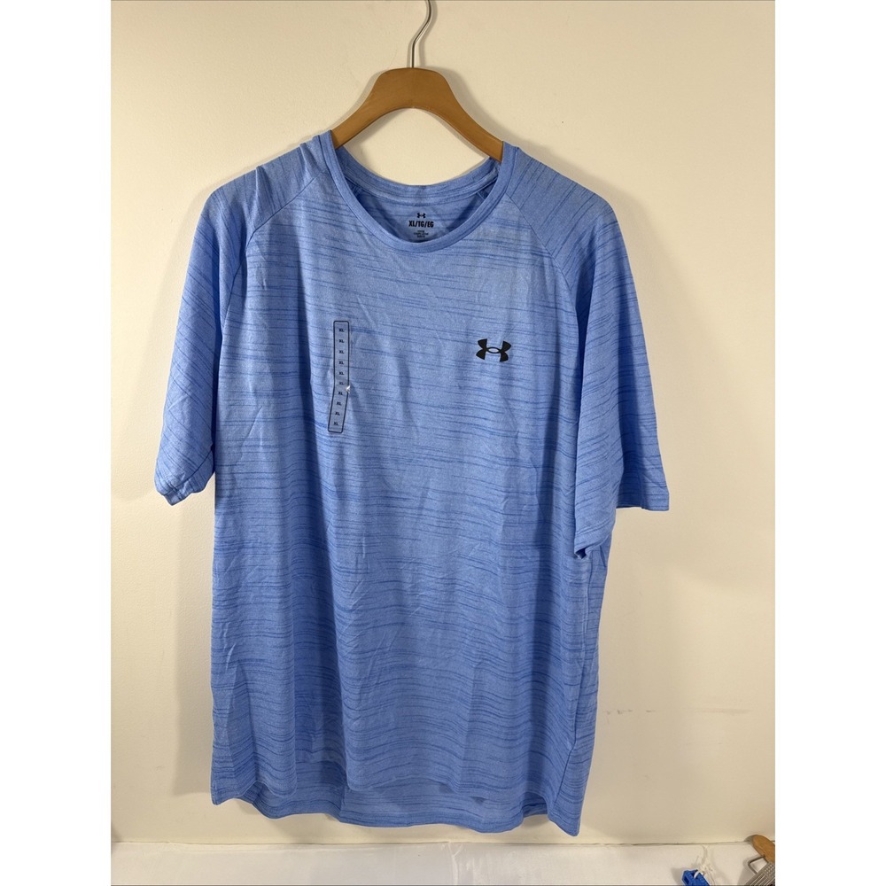 Men's Tech Under Armour 2.0 Short Sleeve Light Heather Blue Shirt Size XL New